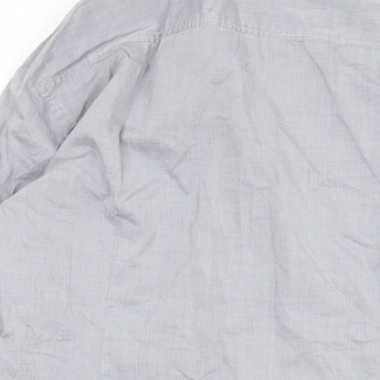 Boss Mens Grey Cotton Button-Up Size 40 Collared Button