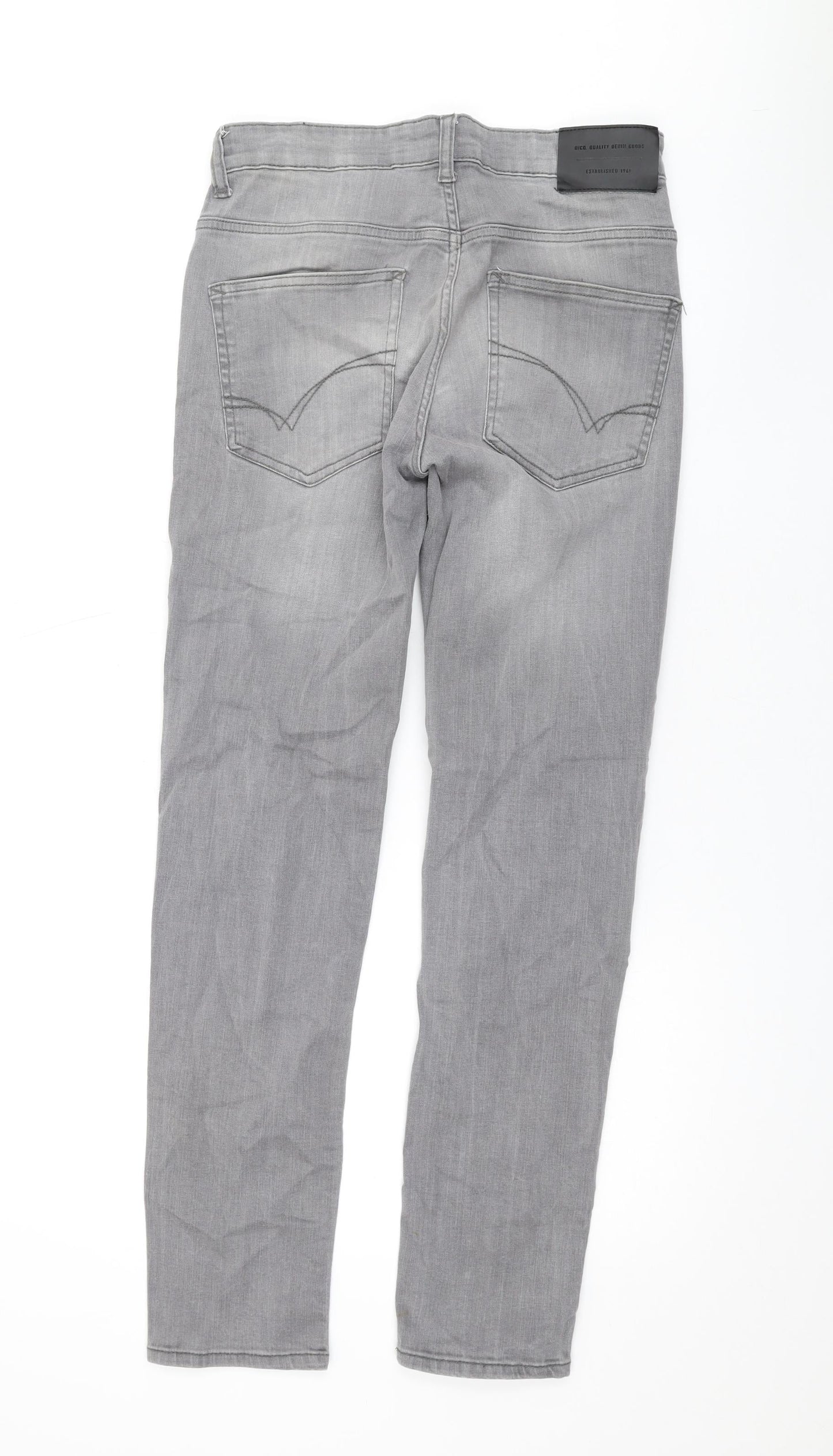 Denim & Co. Mens Grey Cotton Straight Jeans Size 28 in L29 in Regular Button
