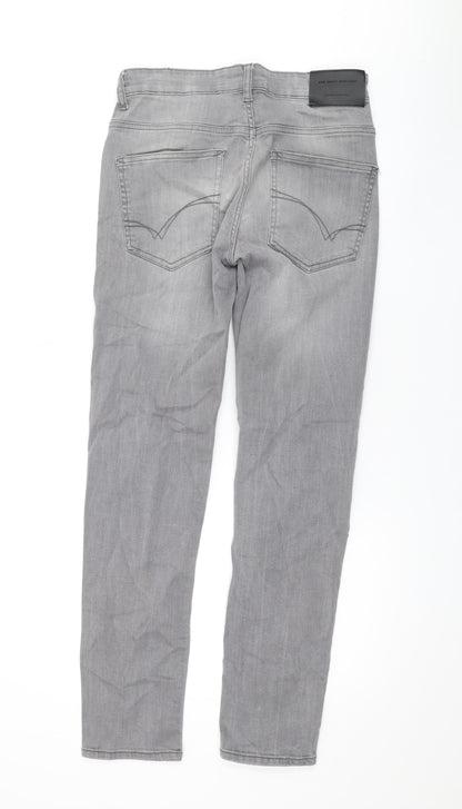 Denim & Co. Mens Grey Cotton Straight Jeans Size 28 in L29 in Regular Button