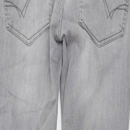 Denim & Co. Mens Grey Cotton Straight Jeans Size 28 in L29 in Regular Button