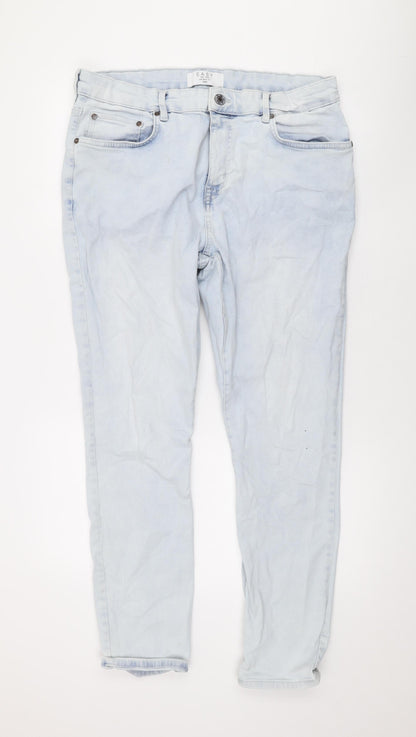 Easy Mens Blue Cotton Straight Jeans Size 38 in L28 in Regular Zip