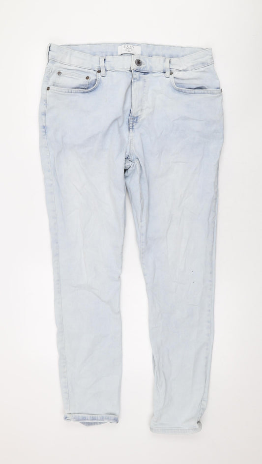 Easy Mens Blue Cotton Straight Jeans Size 38 in L28 in Regular Zip