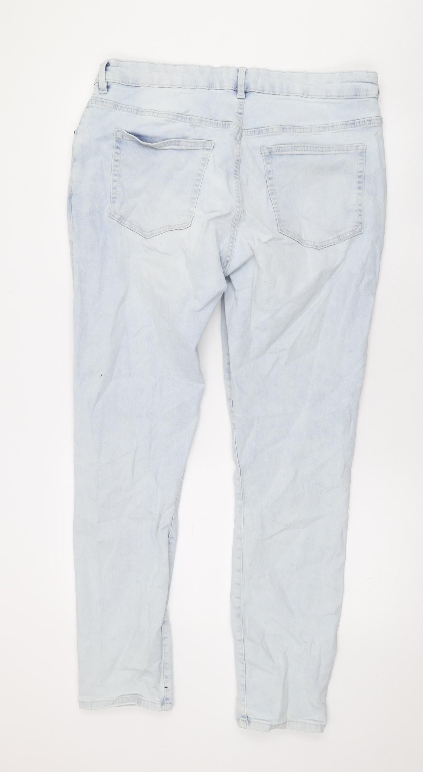 Easy Mens Blue Cotton Straight Jeans Size 38 in L28 in Regular Zip