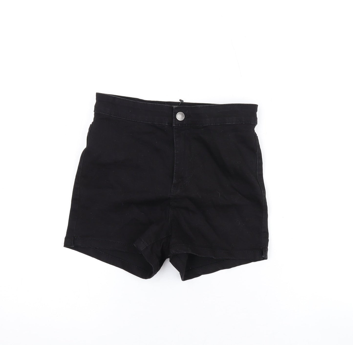 Denim & Co. Womens Black Cotton Hot Pants Shorts Size 8 Regular Zip