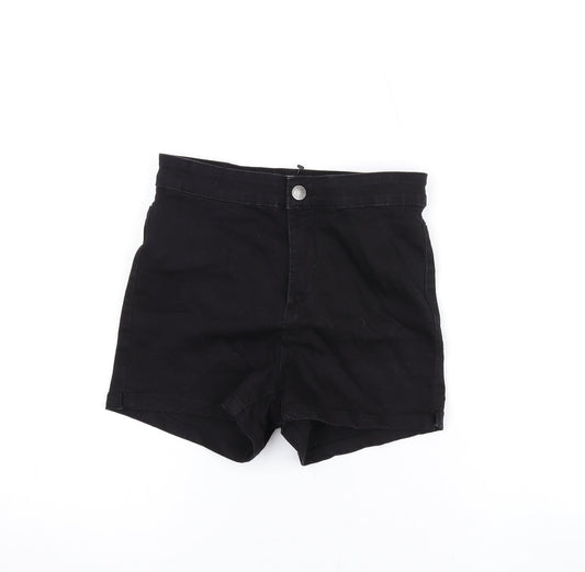 Denim & Co. Womens Black Cotton Hot Pants Shorts Size 8 Regular Zip