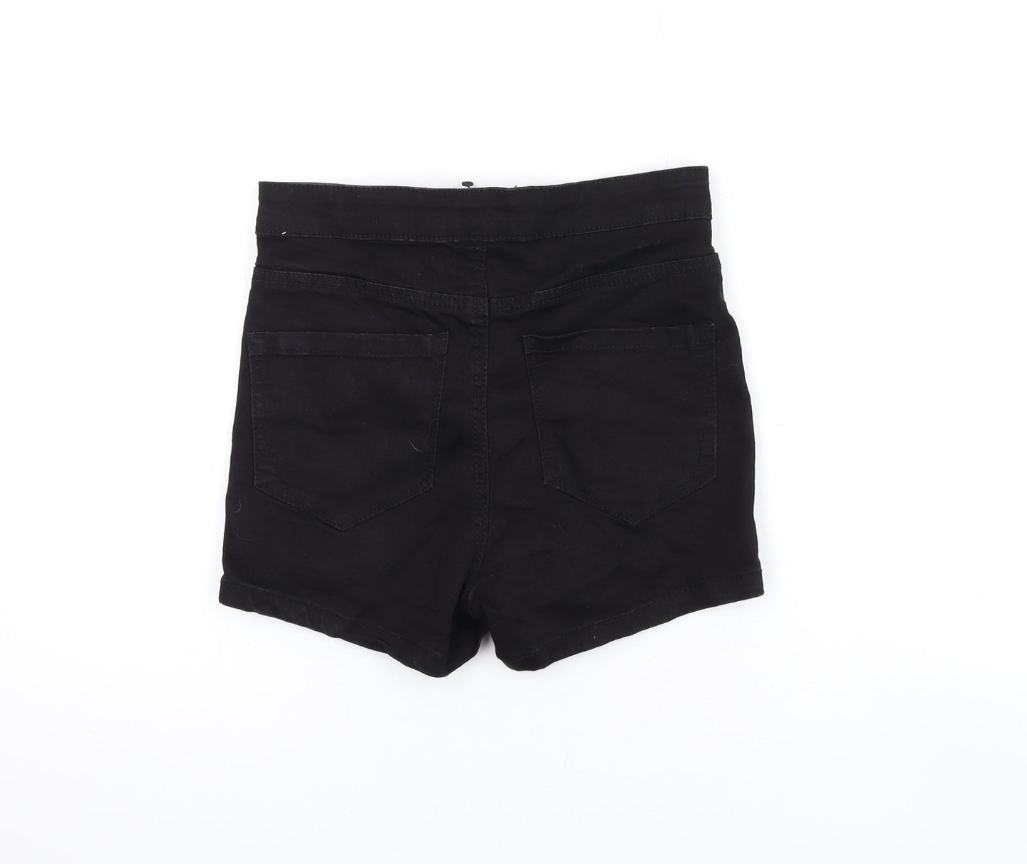 Denim & Co. Womens Black Cotton Hot Pants Shorts Size 8 Regular Zip