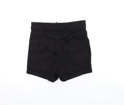 Denim & Co. Womens Black Cotton Hot Pants Shorts Size 8 Regular Zip