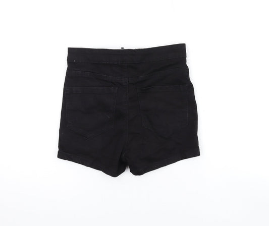 Denim & Co. Womens Black Cotton Hot Pants Shorts Size 8 Regular Zip