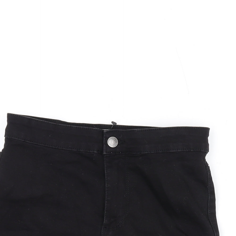 Denim & Co. Womens Black Cotton Hot Pants Shorts Size 8 Regular Zip