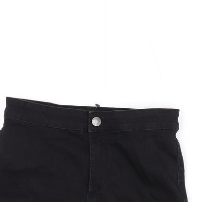 Denim & Co. Womens Black Cotton Hot Pants Shorts Size 8 Regular Zip