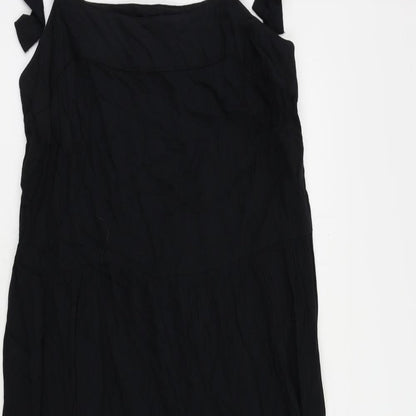 M&Co Womens Black Viscose Maxi Size 10 Square Neck Tie - Tie Shoulder