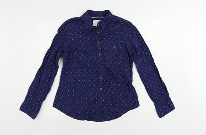 Womens UK Size 10 H&M Blue Basic Button-Up
