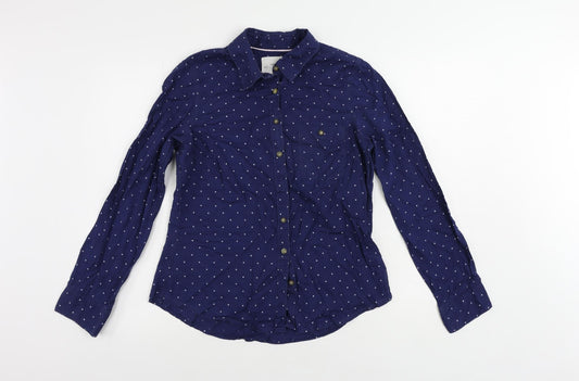 Womens UK Size 10 H&M Blue Basic Button-Up