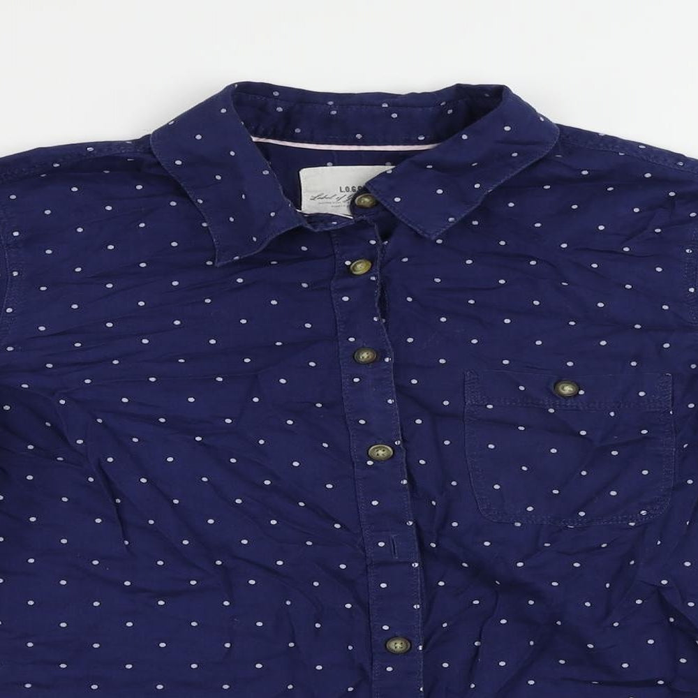Womens UK Size 10 H&M Blue Basic Button-Up