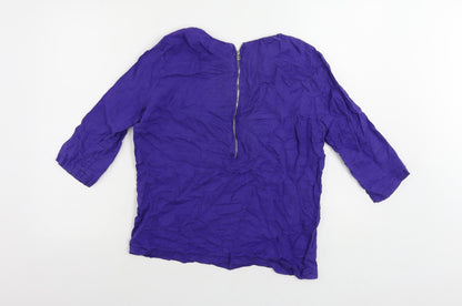 Womens UK Size S Zara Blue Basic Blouse