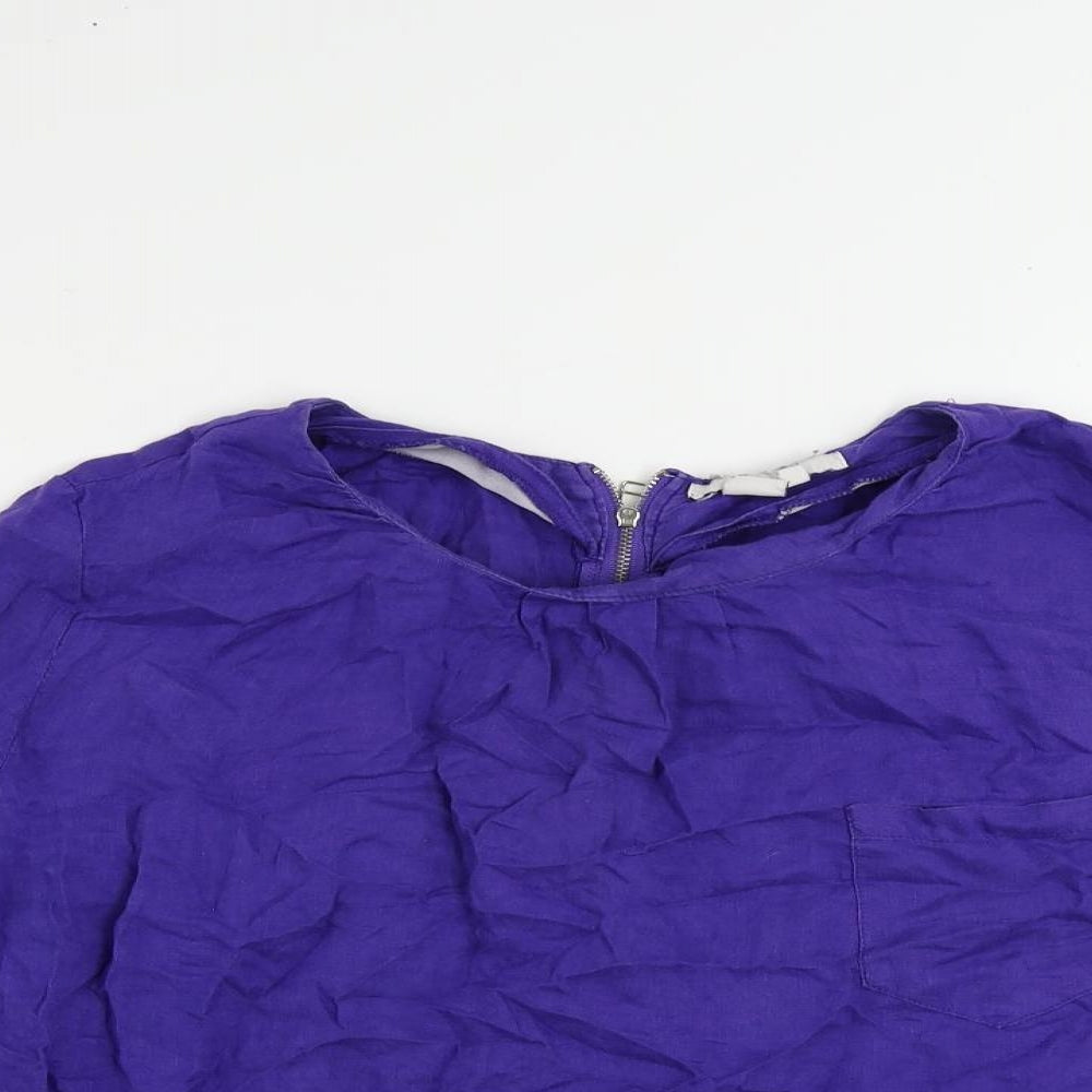 Womens UK Size S Zara Blue Basic Blouse