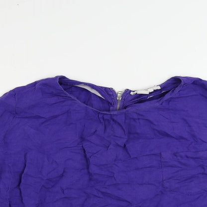 Womens UK Size S Zara Blue Basic Blouse