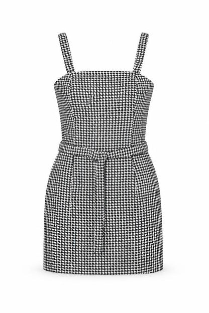 New Look Womens Black Geometric Polyester Mini Size 8 Square Neck Zip - Belted