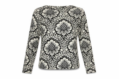 Wallis Womens Black Paisley Polyester Basic Blouse Size 12 Boat Neck - Slash Neckline
