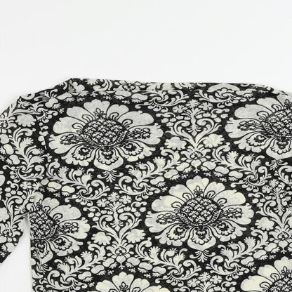 Wallis Womens Black Paisley Polyester Basic Blouse Size 12 Boat Neck - Slash Neckline