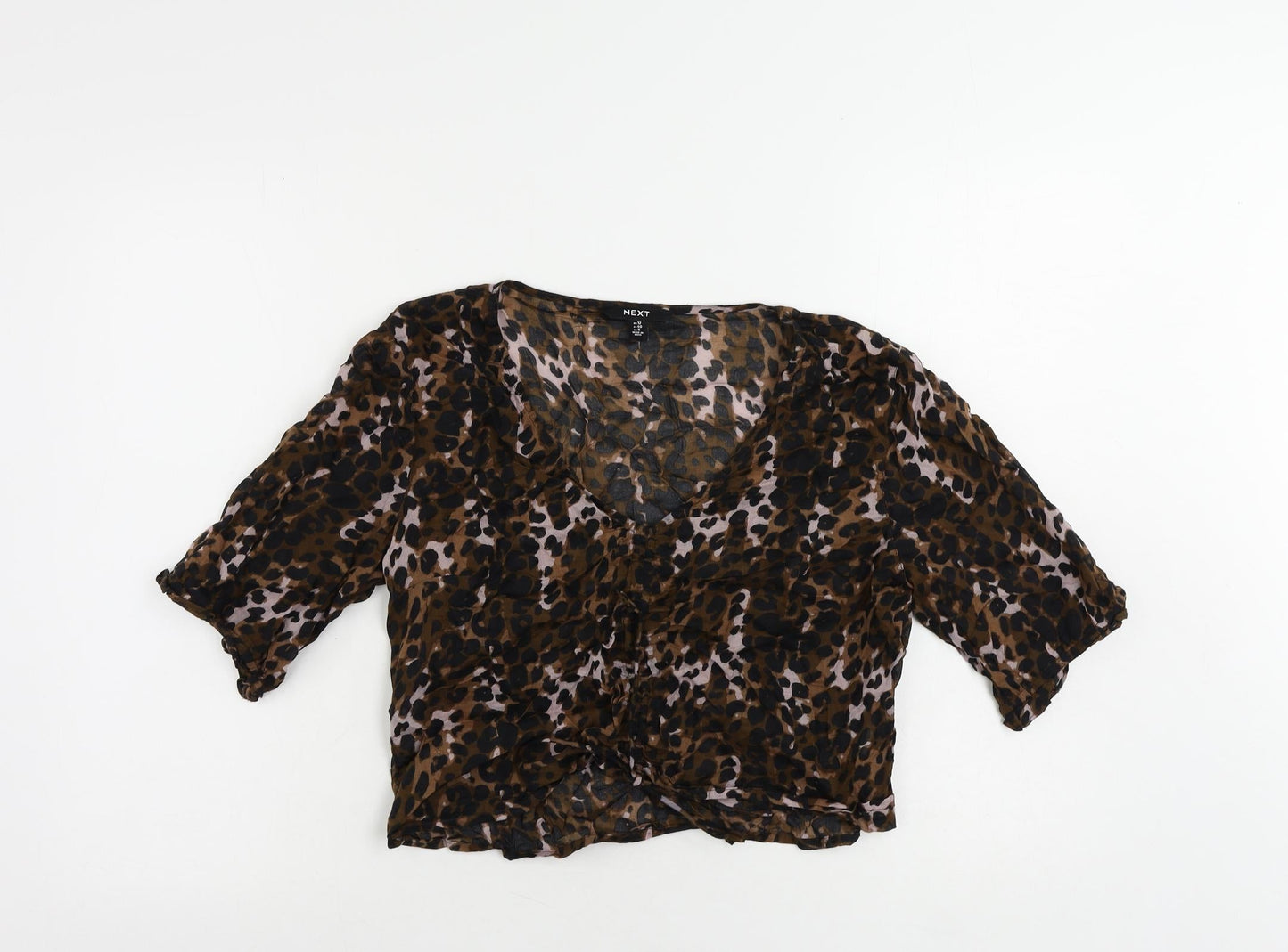 Womens UK Size 12 NEXT Brown Cropped Blouse