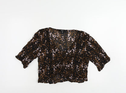 Womens UK Size 12 NEXT Brown Cropped Blouse