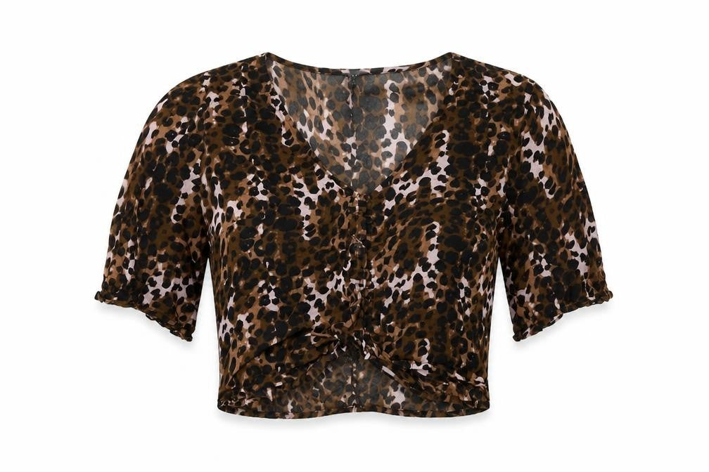 Womens UK Size 12 NEXT Brown Cropped Blouse