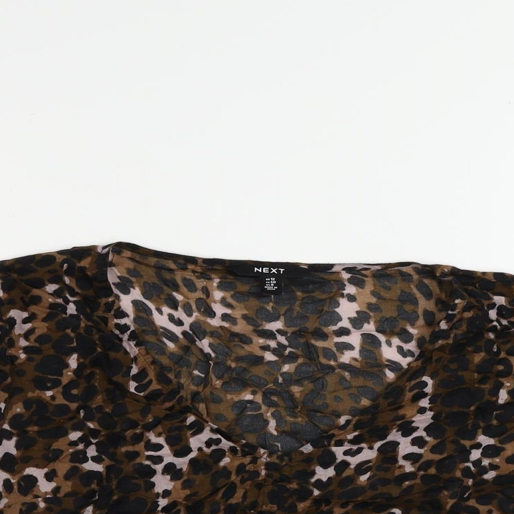 Womens UK Size 12 NEXT Brown Cropped Blouse