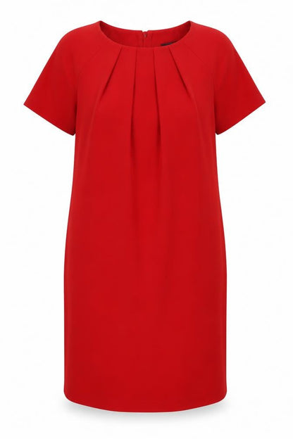 Marks and Spencer Womens Red Polyester Shift Size 12 Boat Neck Zip - Pockets