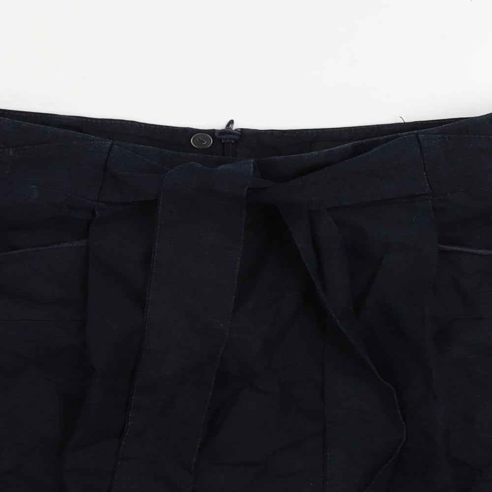 Marks and Spencer Womens Blue Linen Straight & Pencil Skirt Size 14 Zip - Pockets
