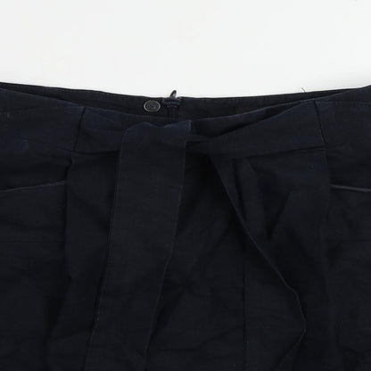 Marks and Spencer Womens Blue Linen Straight & Pencil Skirt Size 14 Zip - Pockets