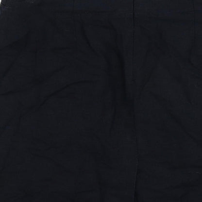 Marks and Spencer Womens Blue Linen Straight & Pencil Skirt Size 14 Zip - Pockets