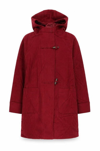 Marks & Spencer Womens Red Pea Coat Coat Size 12 Zip - Hooded
