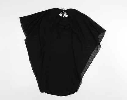 Jane Norman Womens Black Polyester Bodycon Size 10 Roll Neck Tie - Embellished Neckline