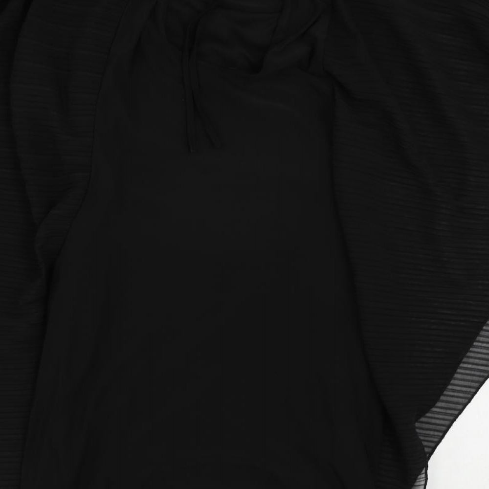 Jane Norman Womens Black Polyester Bodycon Size 10 Roll Neck Tie - Embellished Neckline