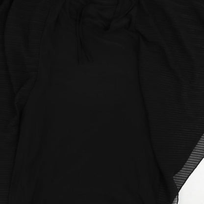 Jane Norman Womens Black Polyester Bodycon Size 10 Roll Neck Tie - Embellished Neckline