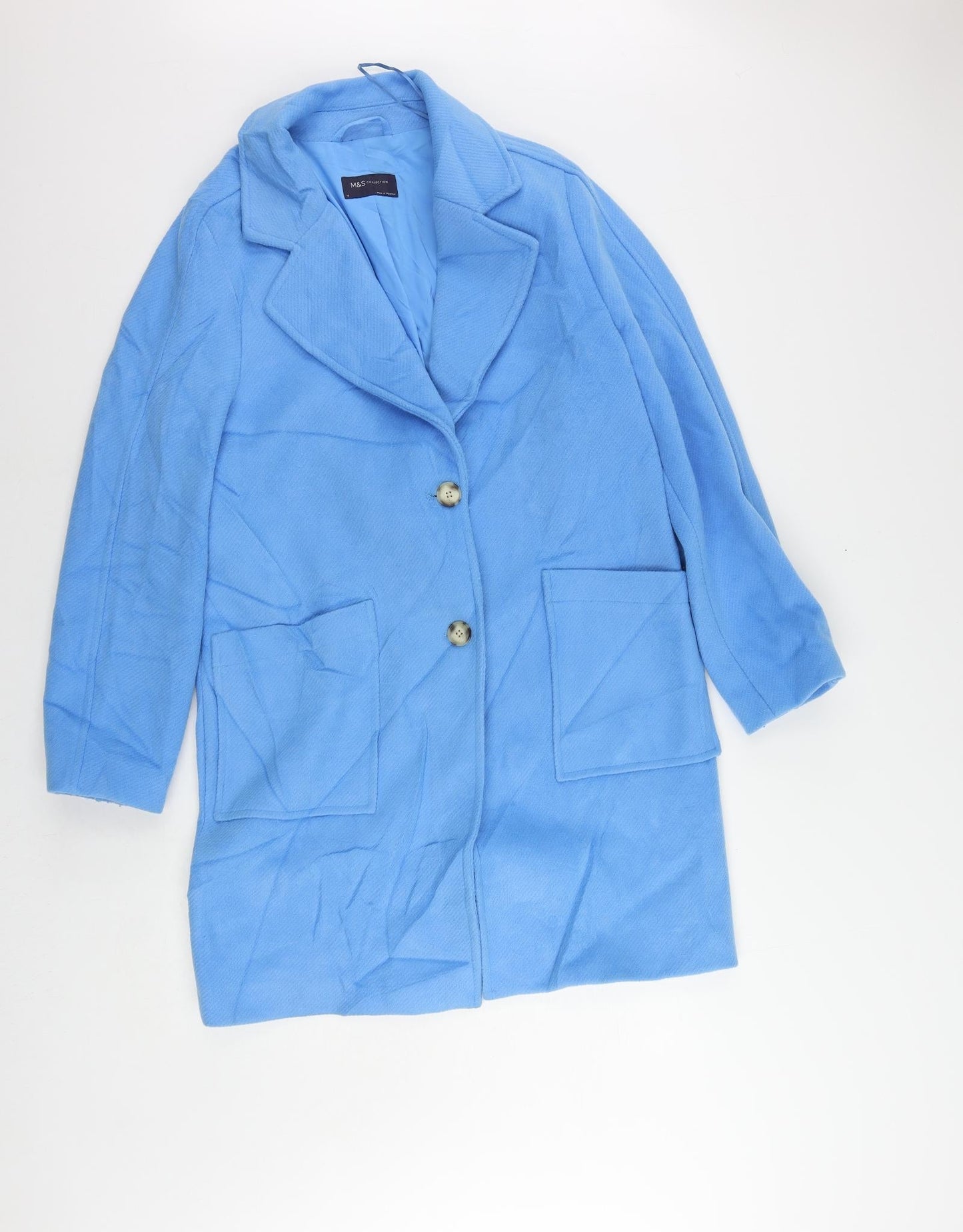 Womens UK Size 12 Marks and Spencer Blue Overcoat