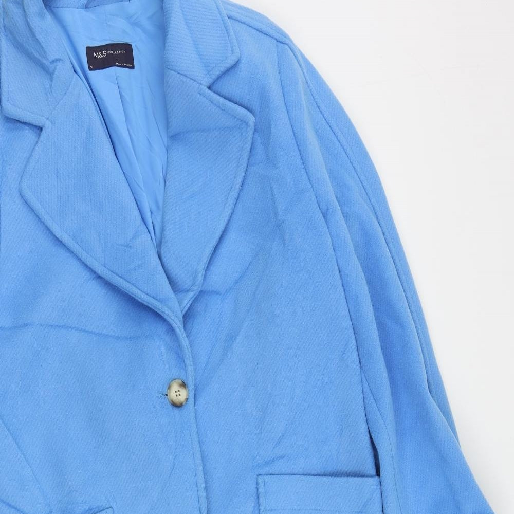 Womens UK Size 12 Marks and Spencer Blue Overcoat
