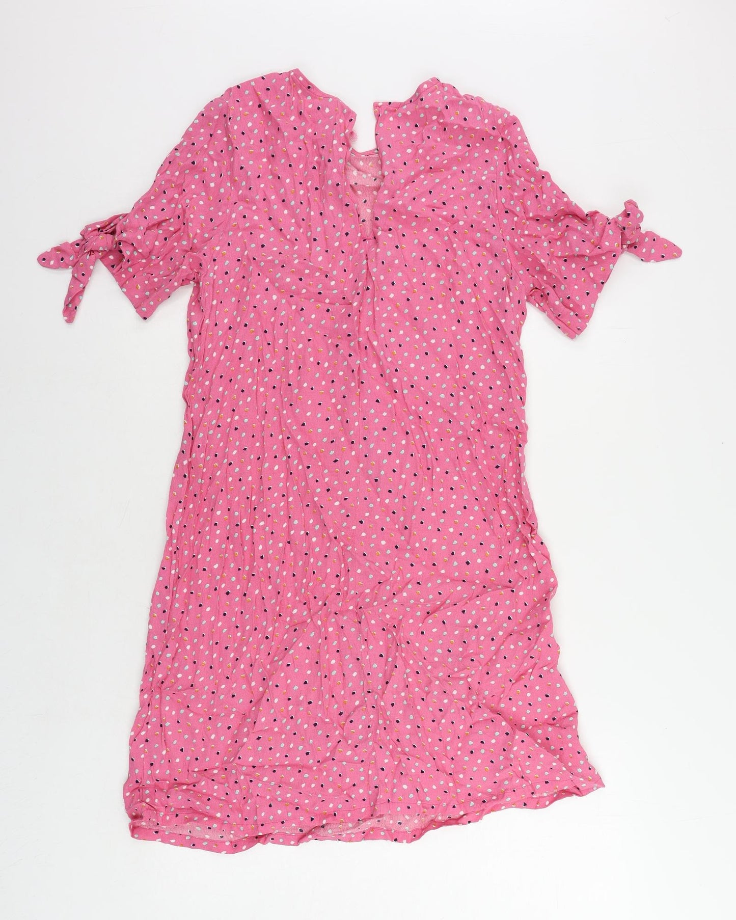 Monki Womens Pink Geometric Viscose A-Line Size XS Round Neck Button