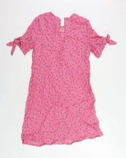 Monki Womens Pink Geometric Viscose A-Line Size XS Round Neck Button