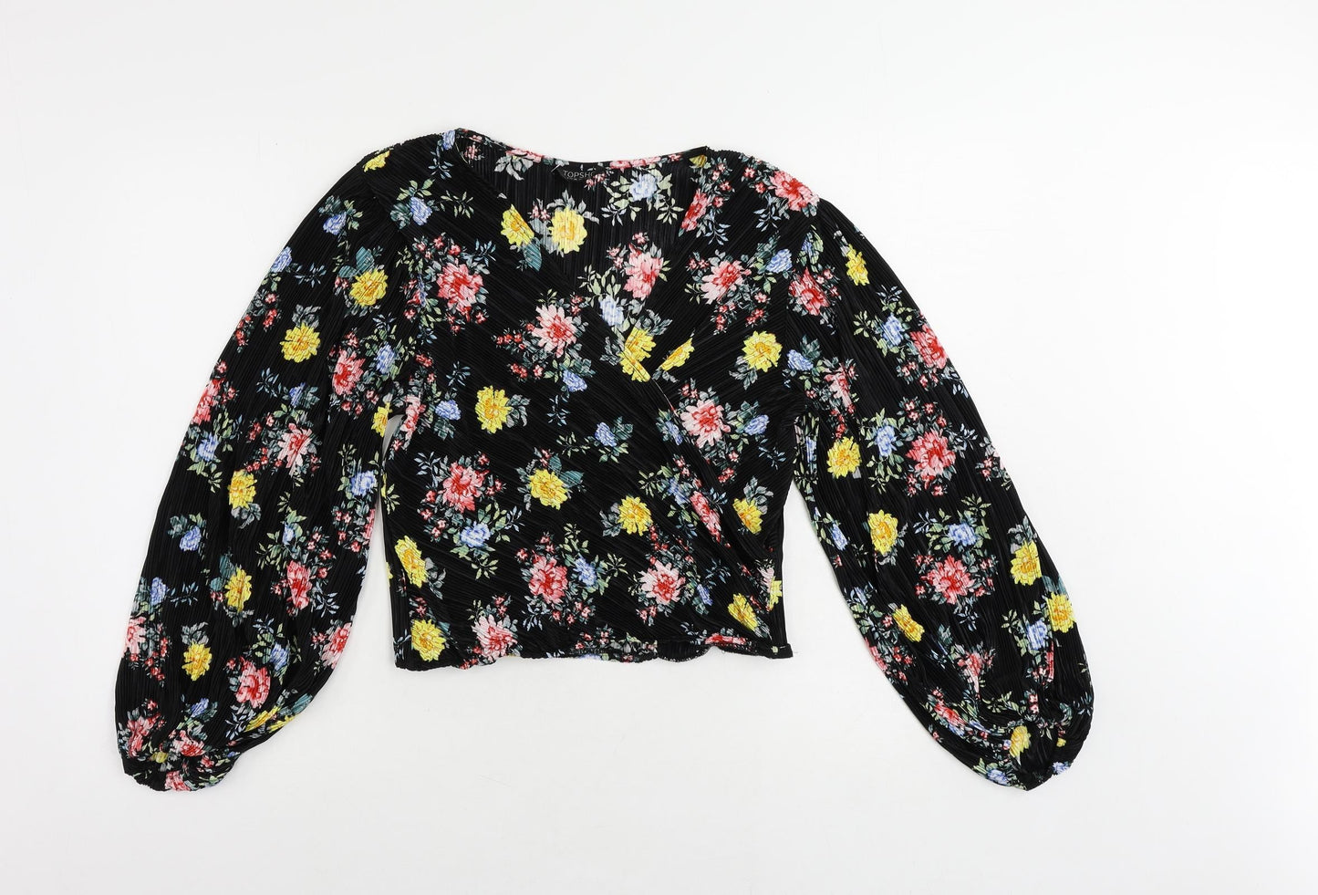 Womens UK Size 10 Topshop Black Cropped Blouse