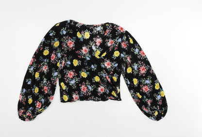 Womens UK Size 10 Topshop Black Cropped Blouse