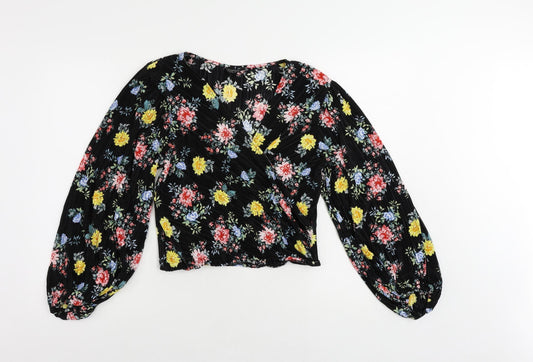 Womens UK Size 10 Topshop Black Cropped Blouse