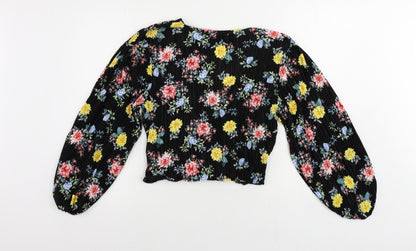 Womens UK Size 10 Topshop Black Cropped Blouse