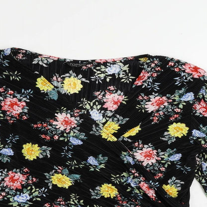 Womens UK Size 10 Topshop Black Cropped Blouse