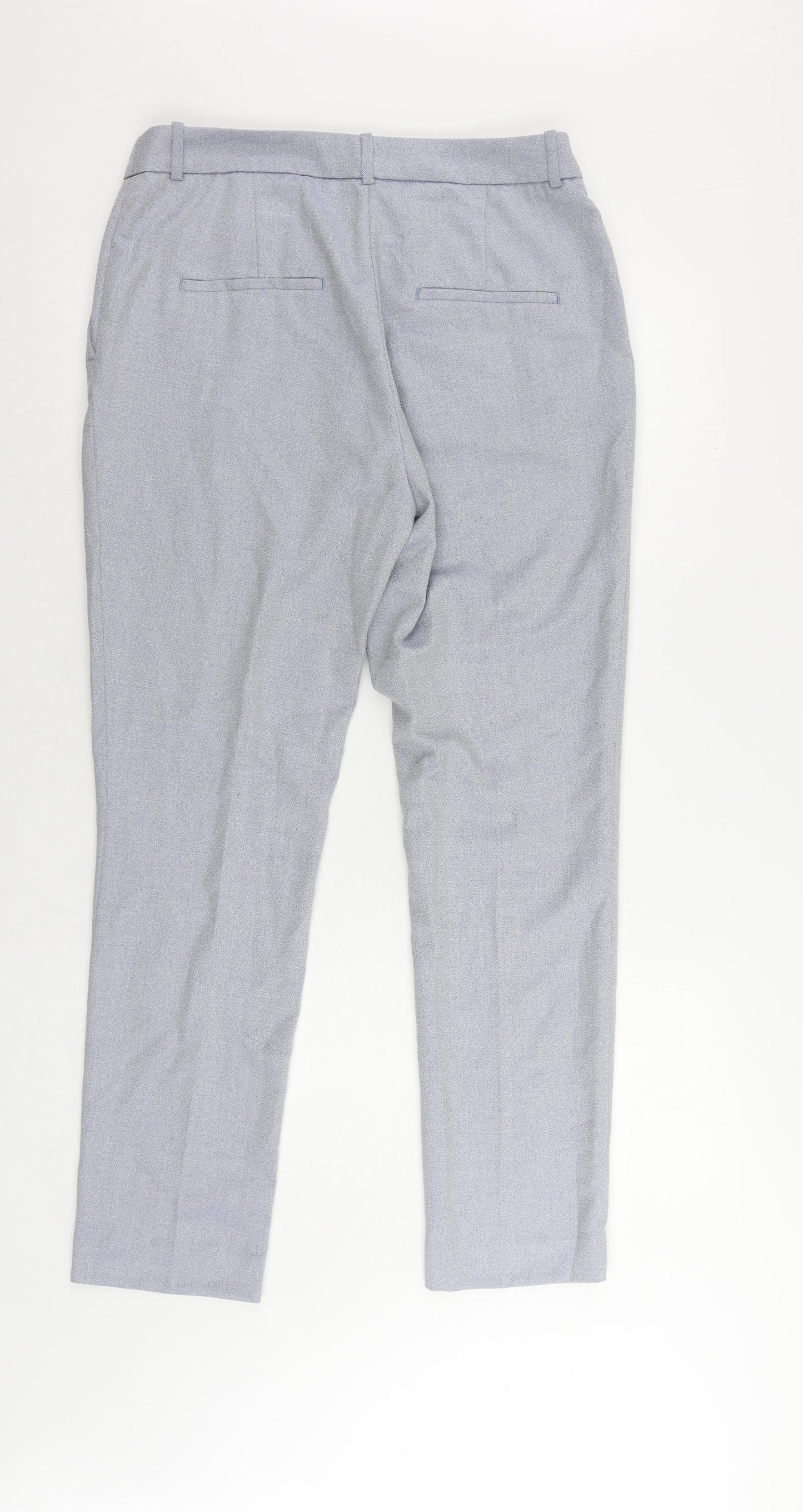 H7M Womens Blue Polyester Chino Trousers Size 12 L29 in Regular Zip