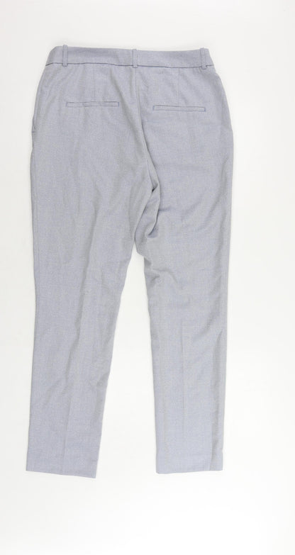 H7M Womens Blue Polyester Chino Trousers Size 12 L29 in Regular Zip