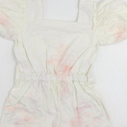 River Island Girls White Tie Dye Cotton Playsuit One-Piece Size 12 Years Button - Pockets