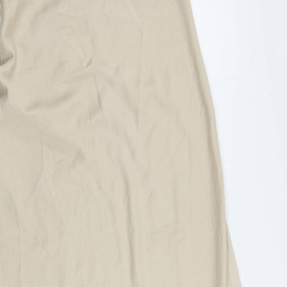 River Island Womens Beige Polyester Slip Dress Size 10 V-Neck Pullover