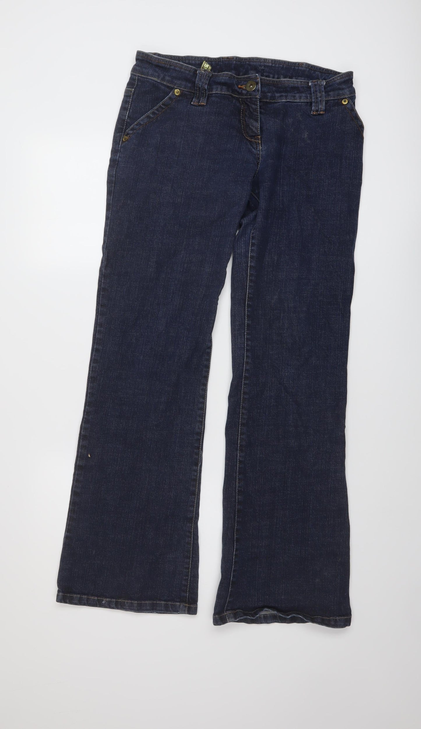 Authentic Womens Blue Cotton Flared Jeans Size 12 L32 in Regular Button - Vintage